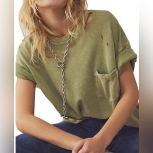 We The‎ Free People Rubi T-shirt Bleached military oversized Small Distressed
